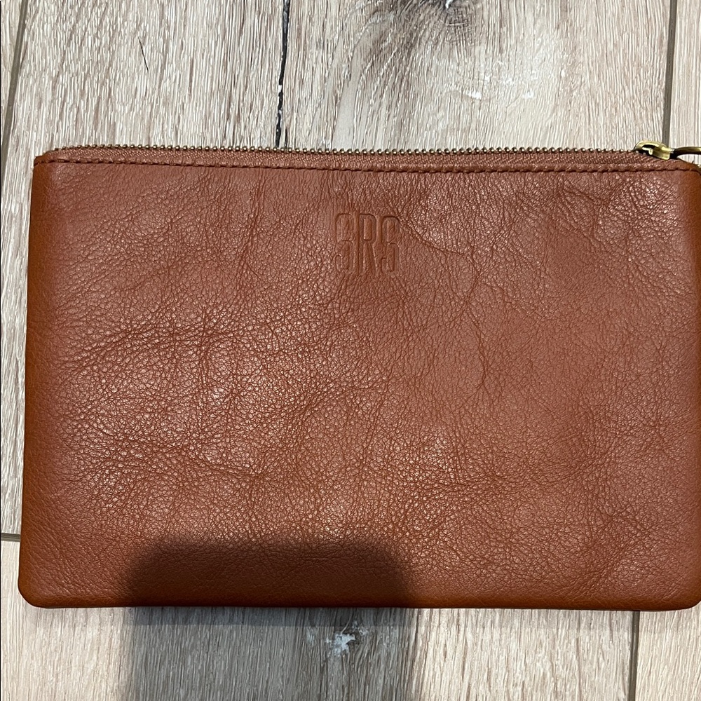 Madewell Embossed Leather Zip Pouch - Cognac Brown